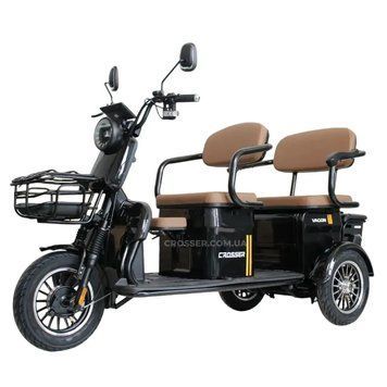 Електроскутер триколісний Crosser TR4 VAGON 1000W 24AH (Чорний) TR-4588 фото